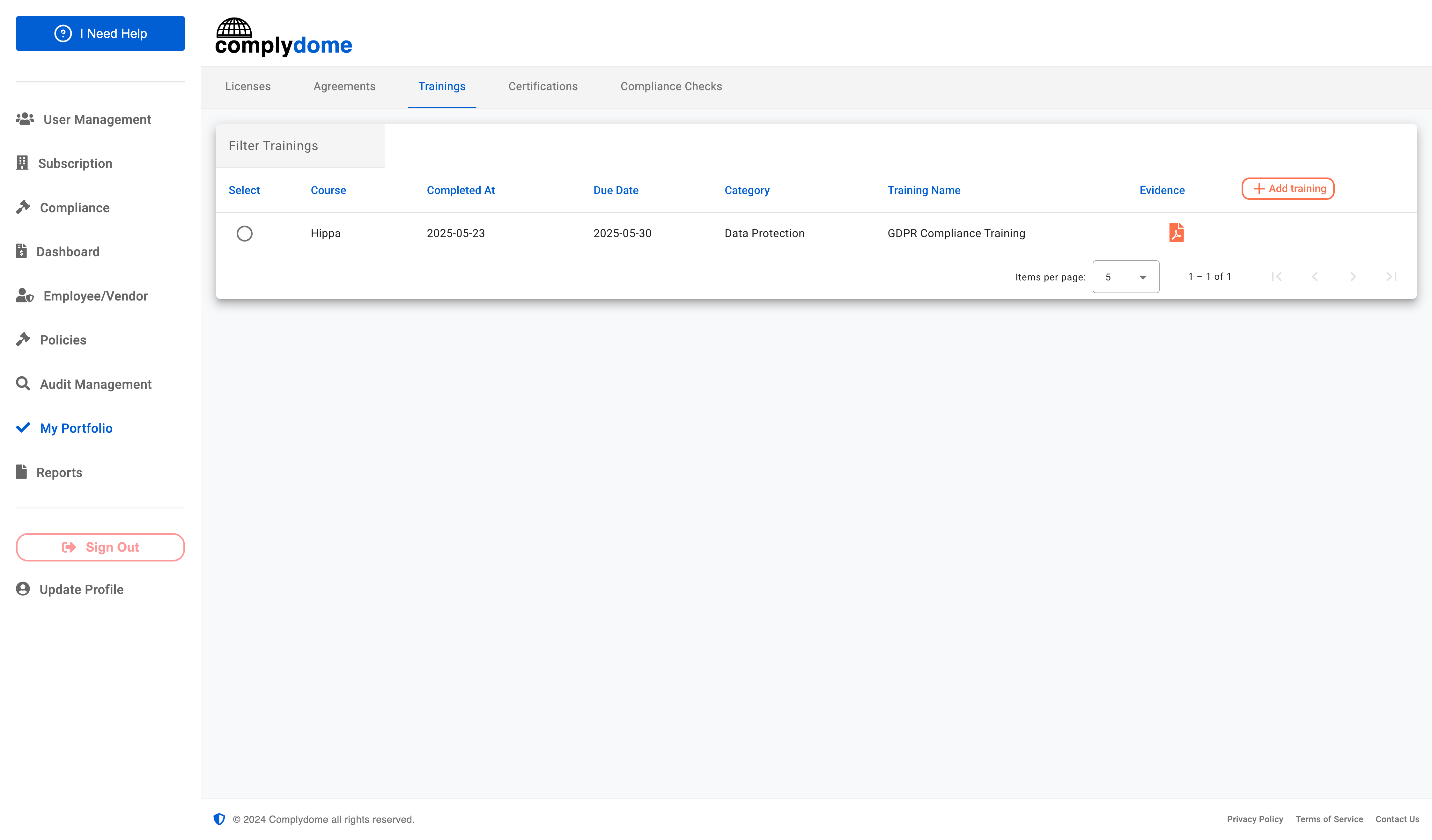 Monitor employee training completion and status.